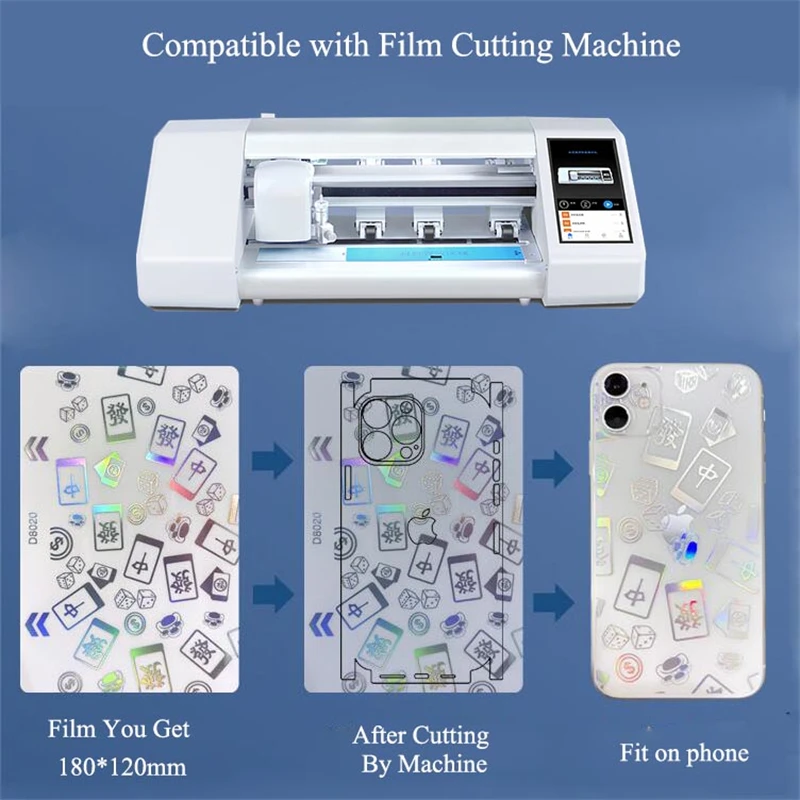 50PCs Mobilephone Transparent Shiney Gold Back Cover Stickers Fashion Embossed Decoration Protector Film for Plotter Cutter
