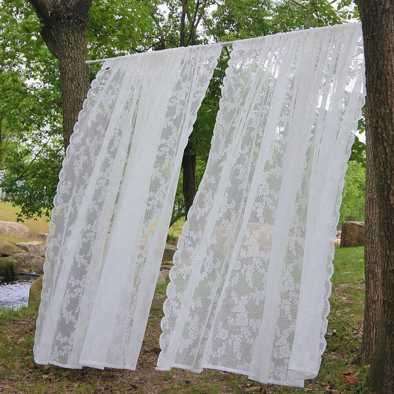 Белая роза кружево для кафе прозрачные шторы оконные карманы стержней
