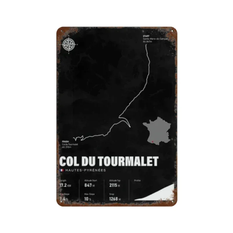 Винтажная Металлическая Вывеска Sweet France Col Du Tourmalet В Стиле Ретро Для Гостиной