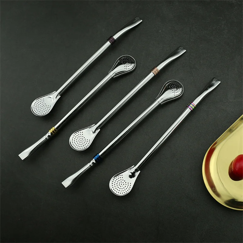 

Stainless Steel Drinking Straw Spoon Tea Yerba Mate Tea Straws Health Gourd Reusable Tea Tools Washable Bar Accessories