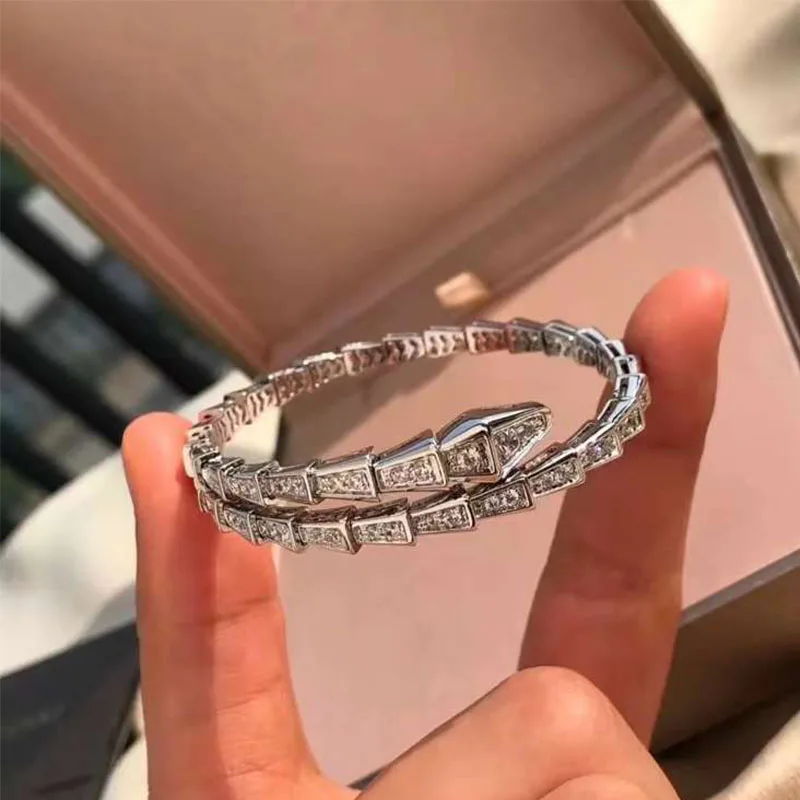 

Bv Original High Quality Full Diamond Snake Shaped Bracelet Ladies Fashion Party Jewelry, Factory Jewelry Wholesale