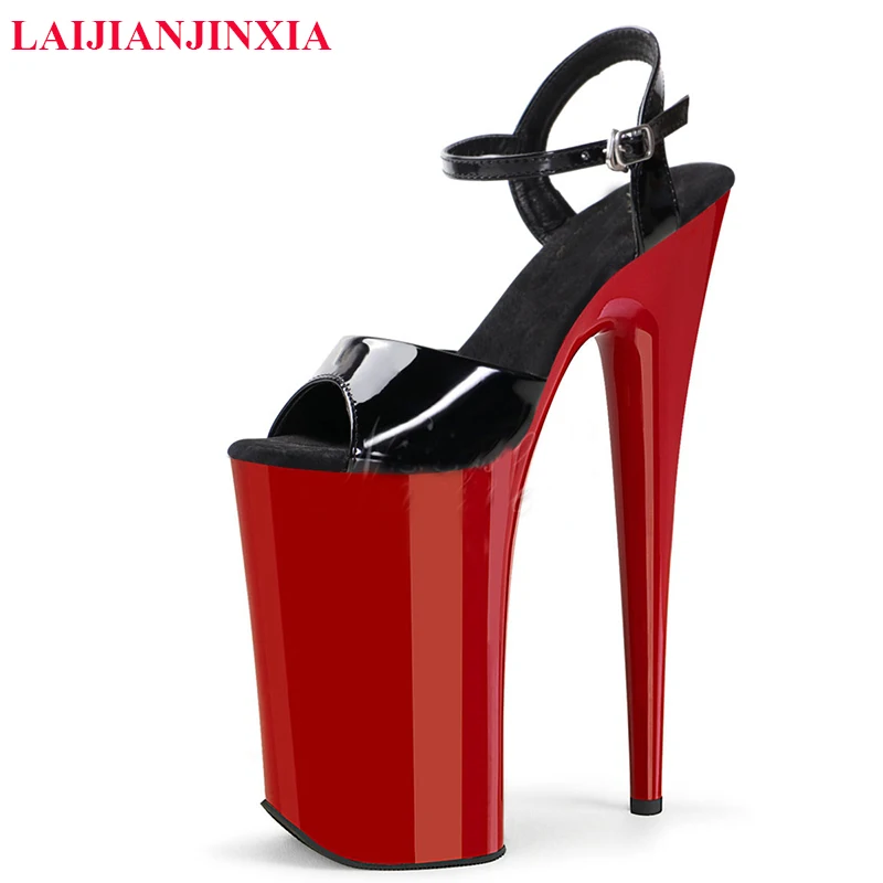 

LAIJIANJINXIA New Red Black 26CM High Heels Style Sexy Pole Dance Shoes Models Party Show Stage Platform Women Sandals