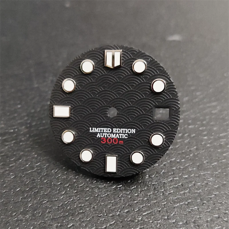 seigaiha dial black wave Pattern C3  Luminous Men's watch accessories NH35/36 movement for SKX007/009 diving watch MOD case