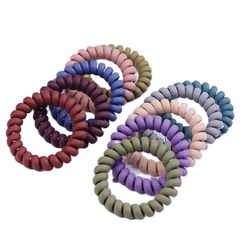 

4Pcs Frosted Telephone Line Wire Hair Ring Rope Seamless Head Rope Ponytail Hair Ring Elastic Rubber Band Hair Accessories