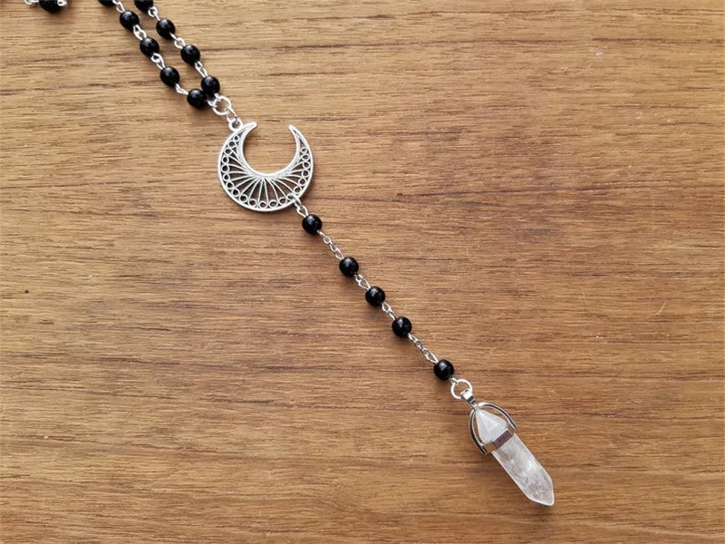 Модная трендовая бижутерия полый лунный жемчуг цепочка кристалл шестигранная