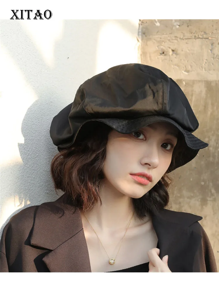 

XITAO Fedoras Black Fashion Simple and Versatile Cloud Hat Wide Eaves Dome Minority Elegant Loose Solid Color Fedoras WLD6985