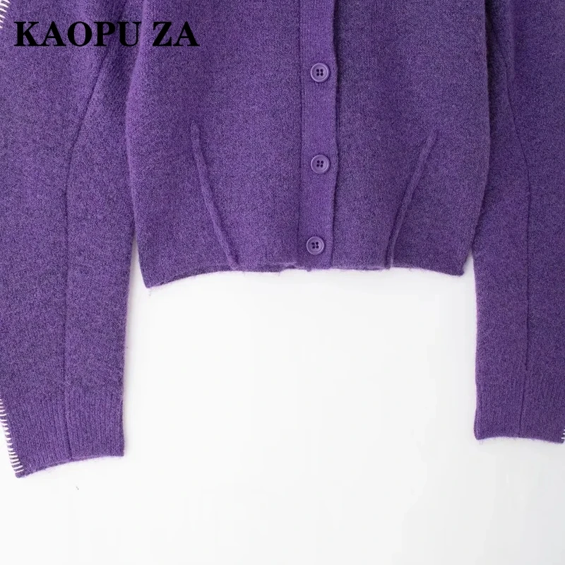 KAOPU ZA 2024 новый осенний женский повседневный кардиган с воротником-стойкой и