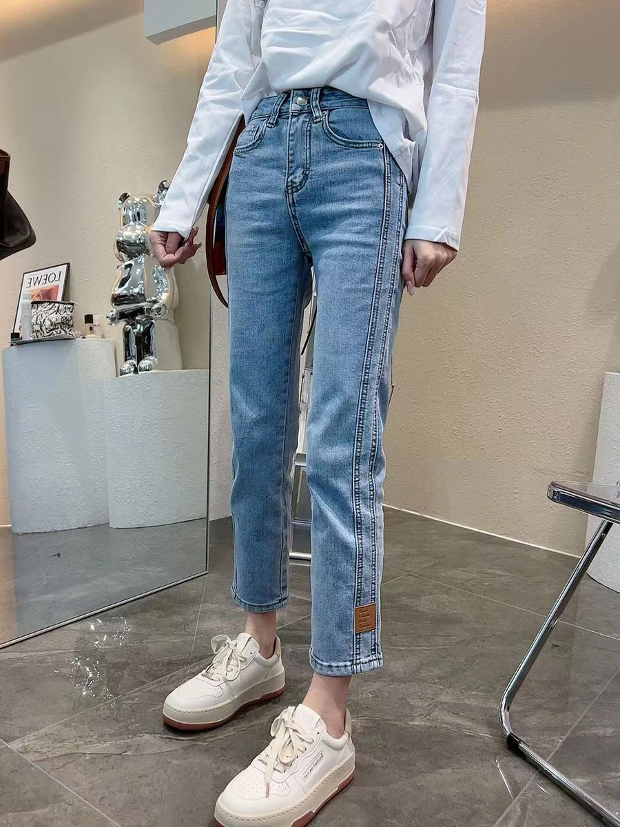 

Straight Leg Jeans Women's Summer Thin 2023 New High-waisted Small Man Thin Explosion Nine-minute Smoke Pipe Pants