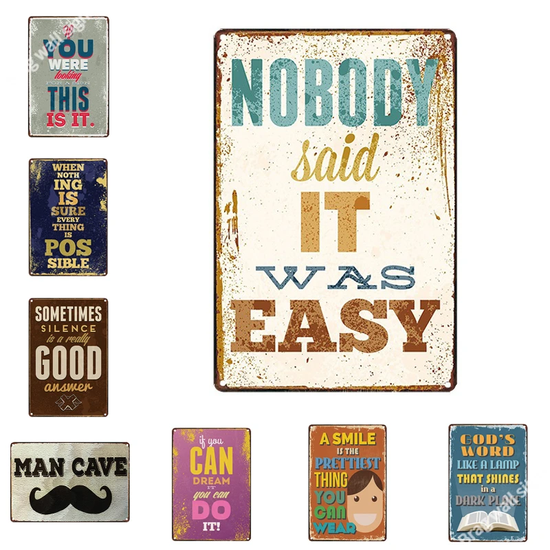 

Винтажный декор, украшение для дома, настенная металлическая пластина, плакаты, поэзии, слова, жестяной знак, ретро декор комнаты, винтажный ...
