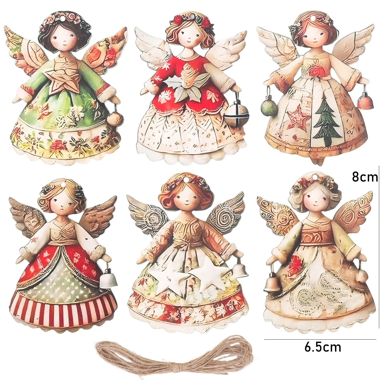 

Деревянные рождественские ангелы, набор из 6 штук