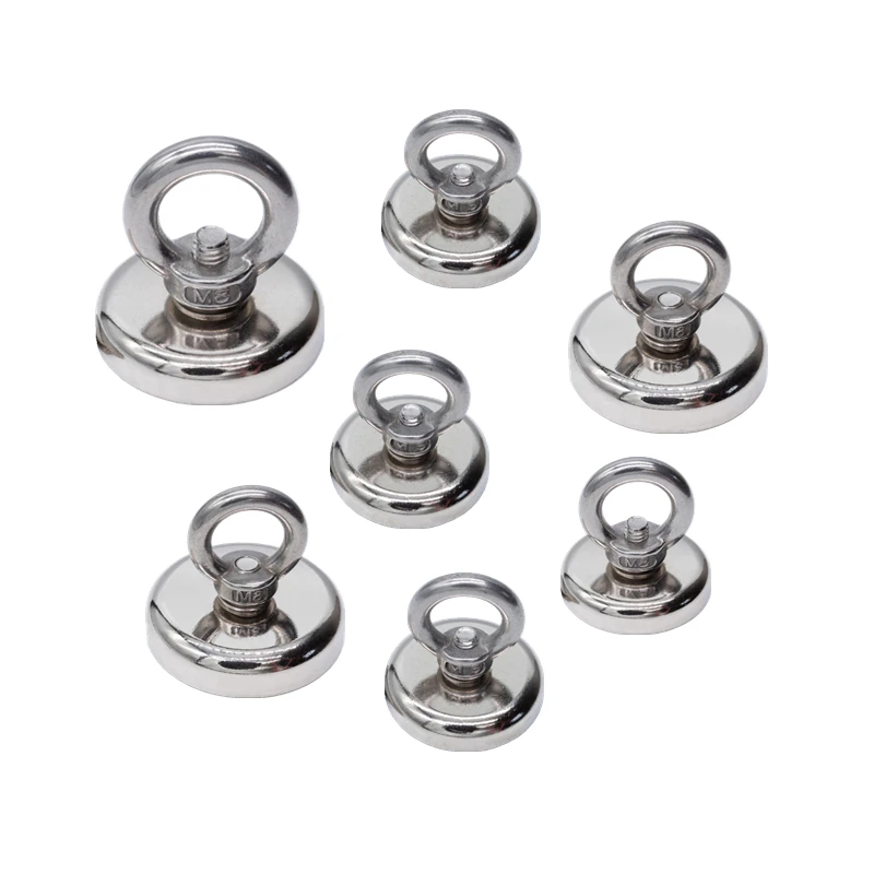 Strong Powerful Round Neodymium Magnet Hook Salvage Sea Fishing Equipments Holder Pulling Mounting Pot with Ring D20-D42 | Обустройство