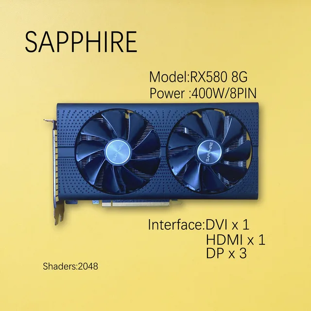  Видеокарта SAPPHIRE RX580 8G RX590 8 Гб Nitro 5500XT 5600XT 5700XT 6700XT 6800XT Vega56 64, графика AMD 