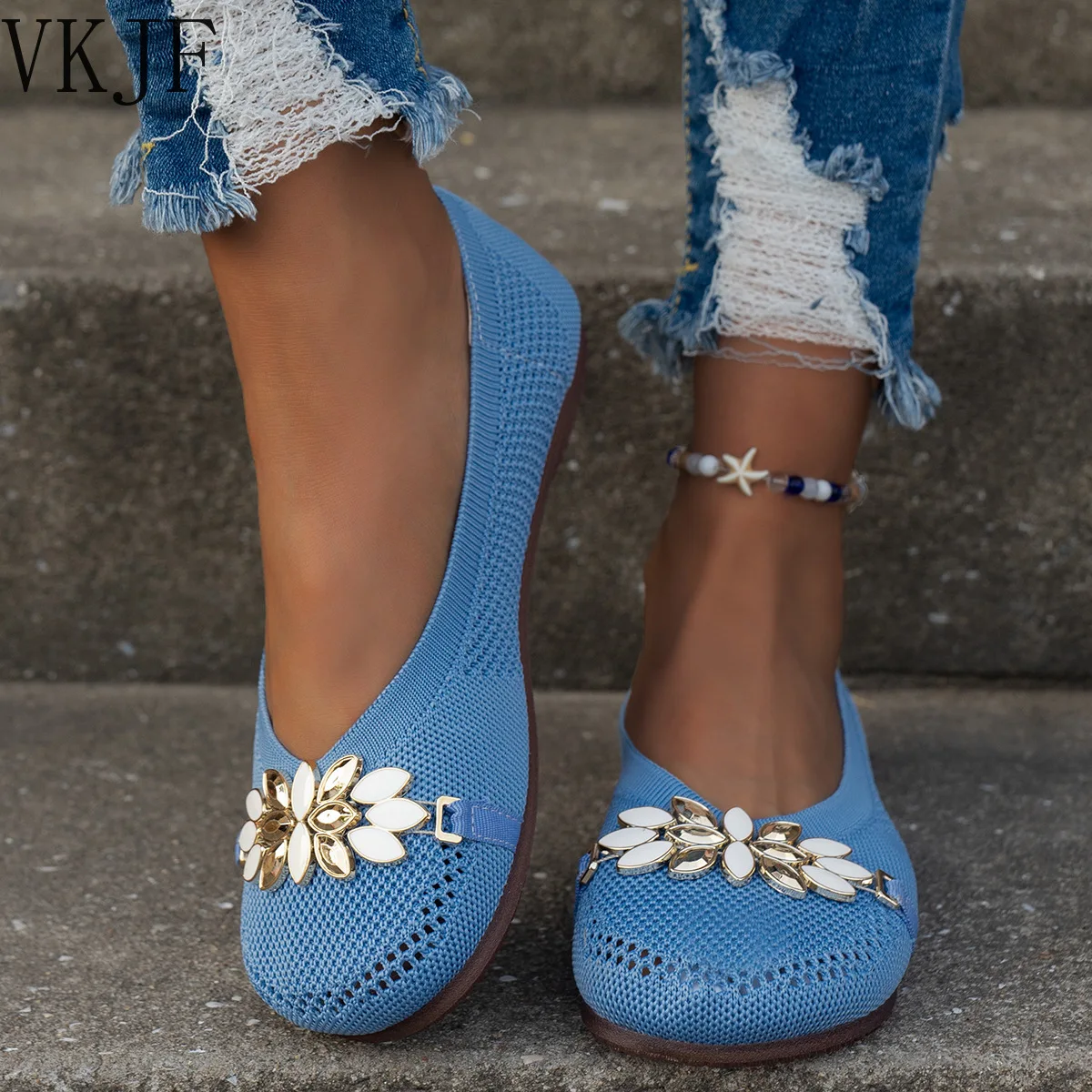 

2023 New Women's Shoes Mesh Surface Shallow Mouth Women's Flat Shoes Fashion Outdoor Flat Shoes Round Toe Women's Single Shoes