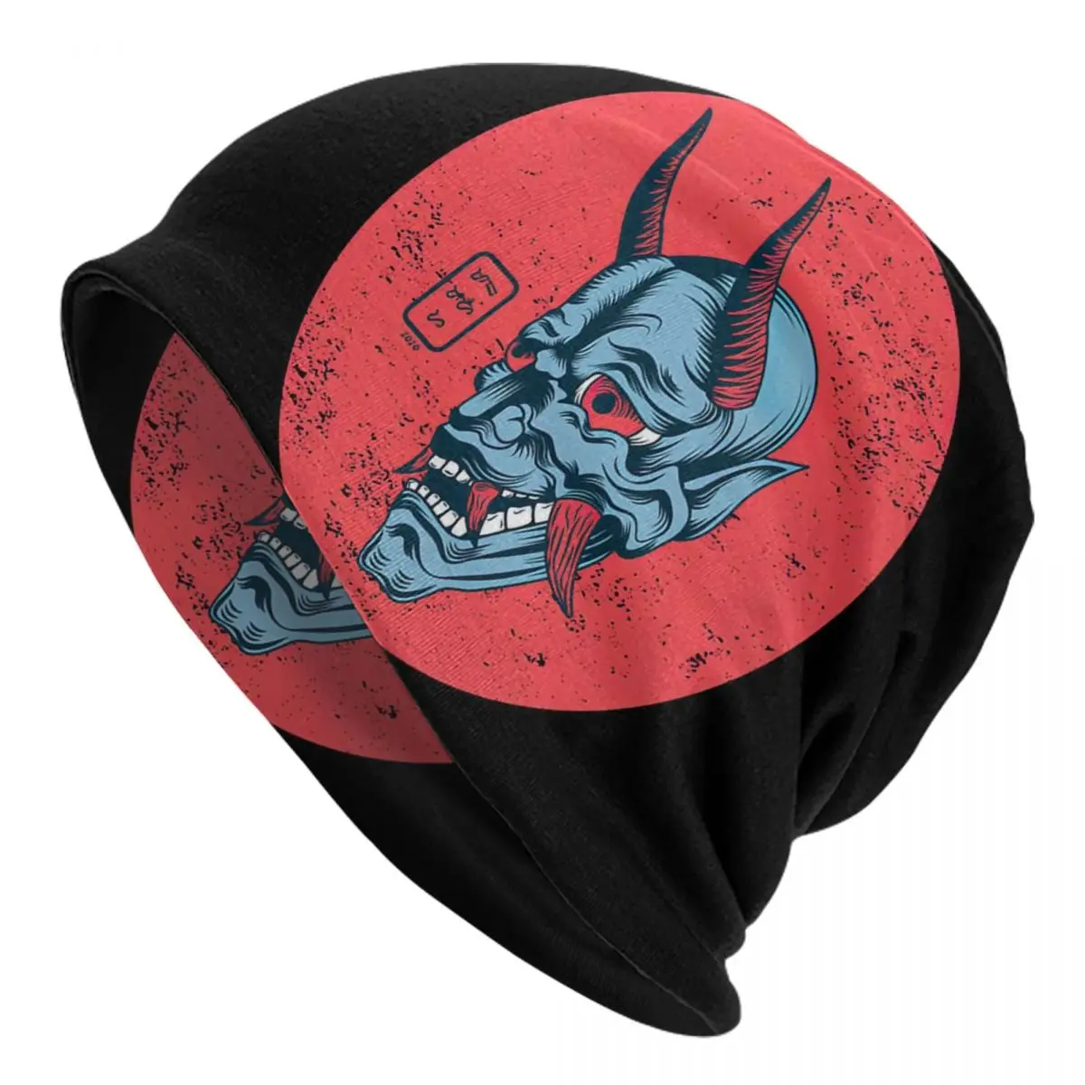 Floating Hannya Mask Adult Men's Women's Knit Hat Keep warm winter Funny knitted hat