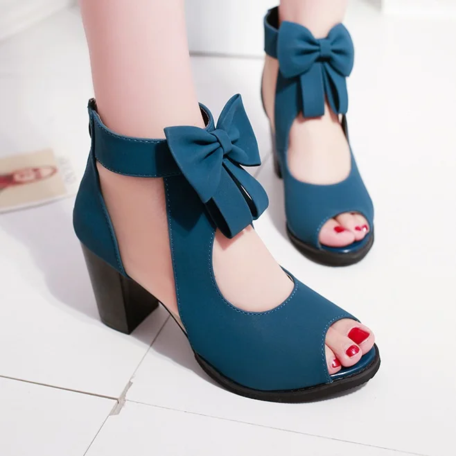 

New Summer Women Lace Ankle-Wrap Sandals Casual Zip Open Top Ladys Sandals Chunky Heels Plataformas Mujer Sandalias