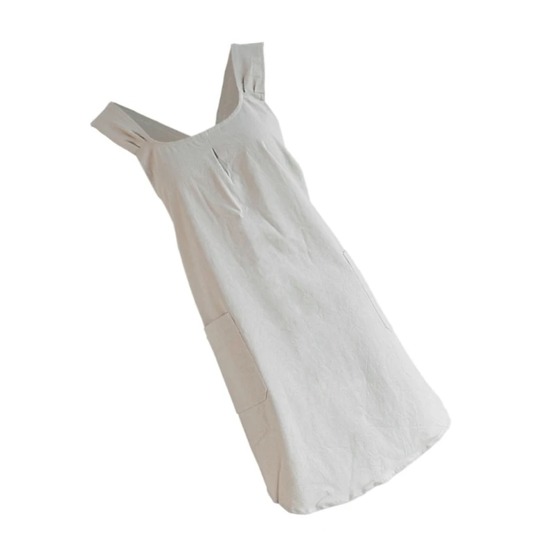 Удобный и легко чистящийся фартук из хлопка льна с перекрещенной спинкой