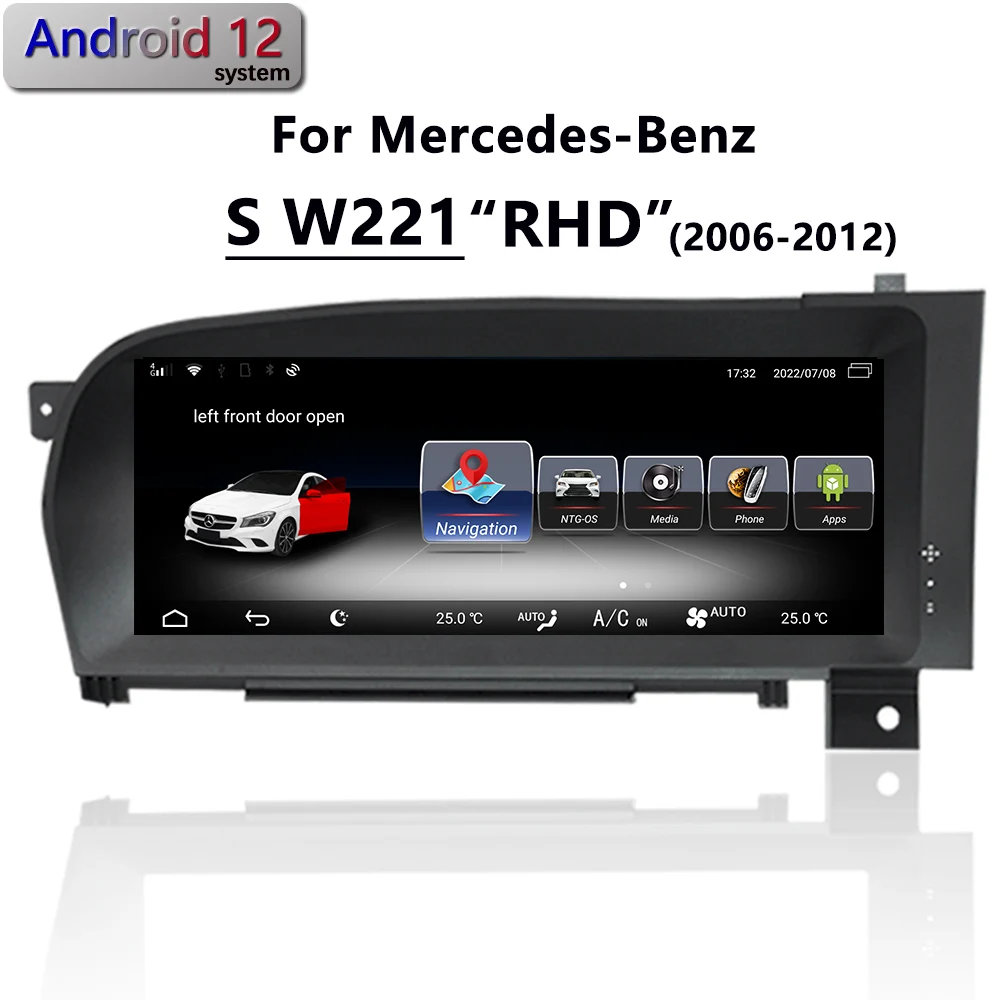 

For Mercedes-Benz Class S W221 CL W216 S350 RHD Android 12 8Core HD Car Radio GPS Navigation CarPlay Multimedia Player Screen