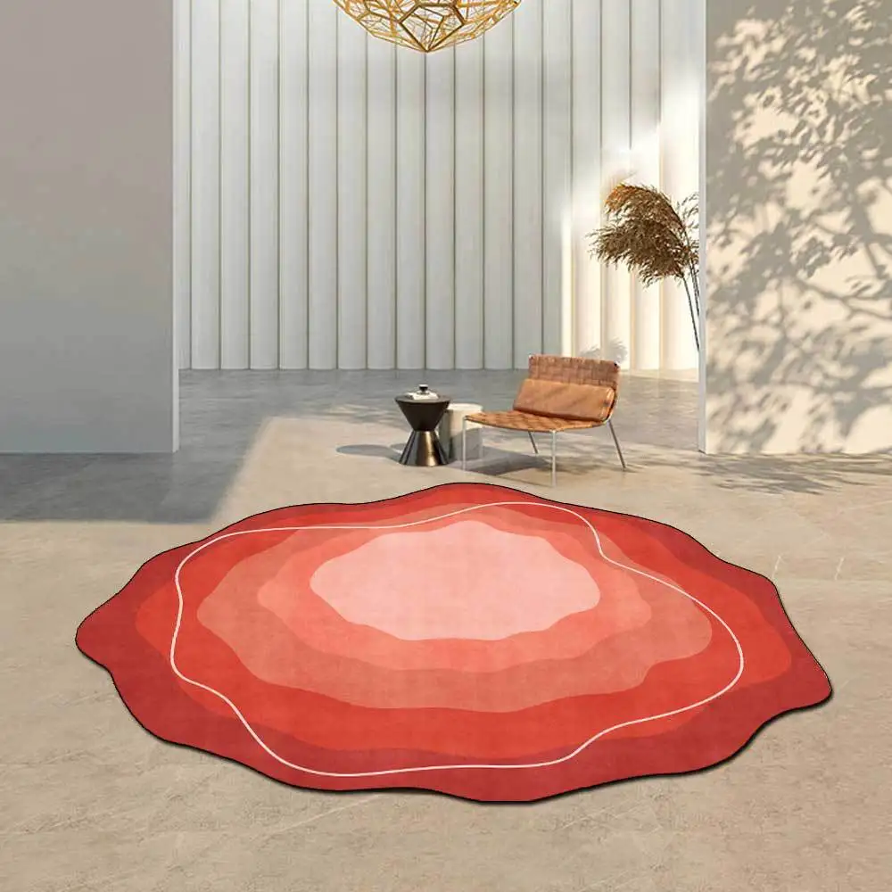 

Irregular Abstract Printed Carpet Special-Shaped Gradient Living Room Bedroom Bedside Blanket Non-Slip Absorbent Floor Mat Felt