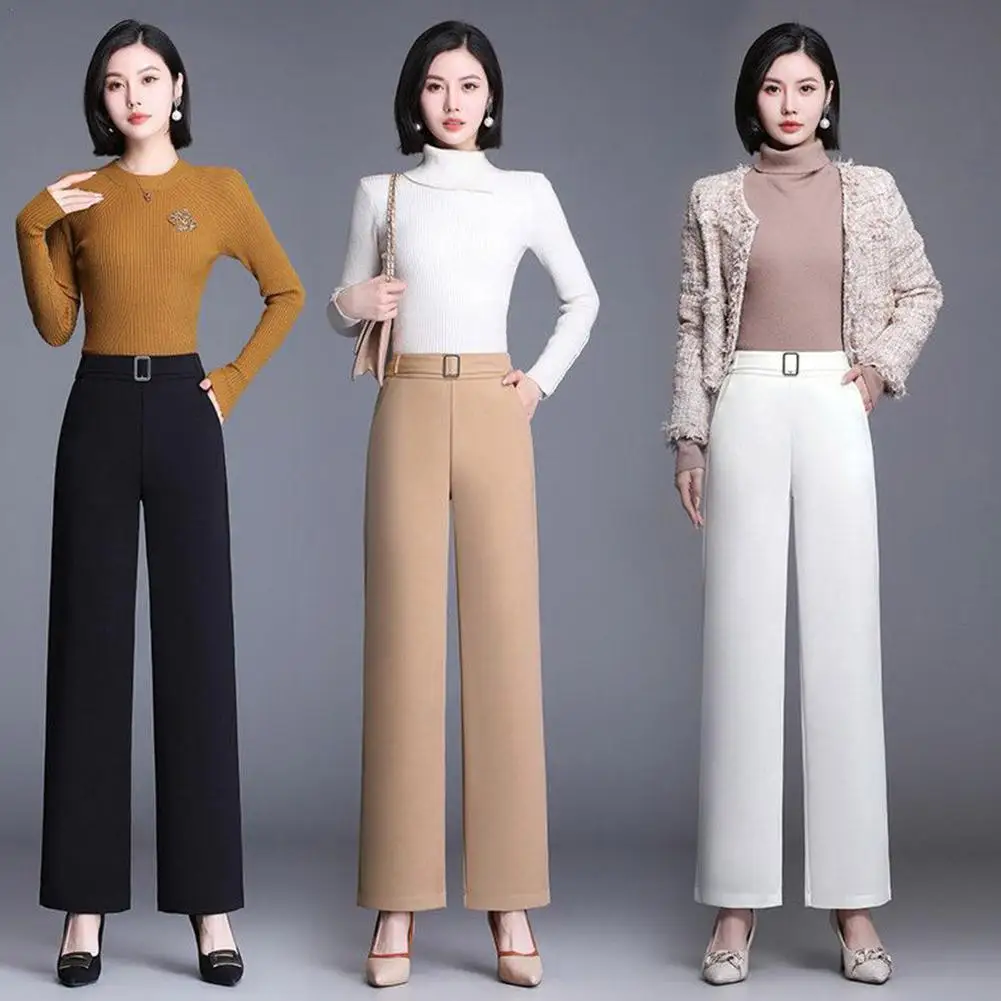 

2023 Wide Leg Pants Women's Spring And Autumn Thin Casual Pants Long Trousers Loose High Summer Elastic Waist New Suit Stra N1a3