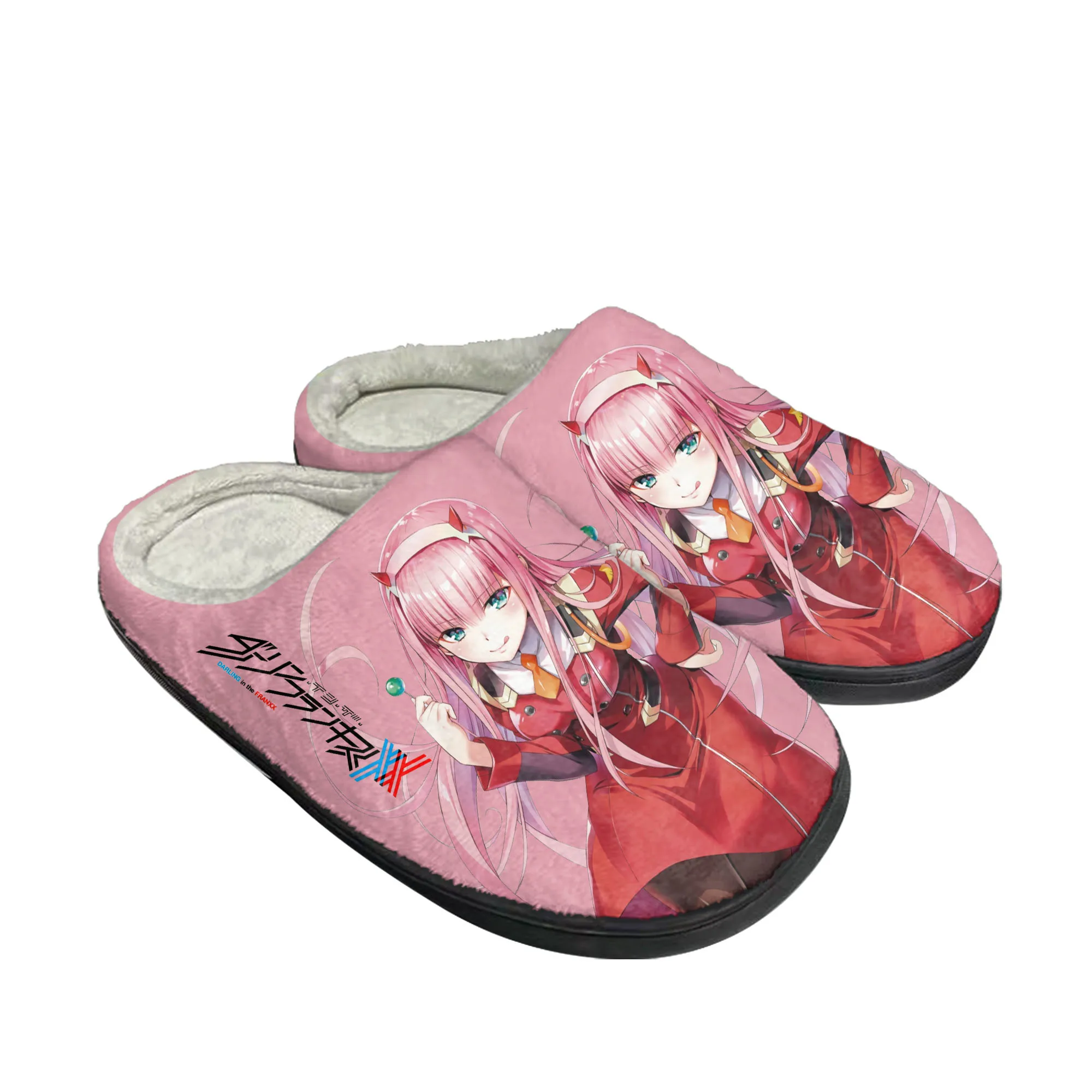 

DARLING In The FRANXX Home Cotton Custom Slippers Mens Womens Sandals Plush Bedroom Casual Keep Warm Shoes Thermal Slipper