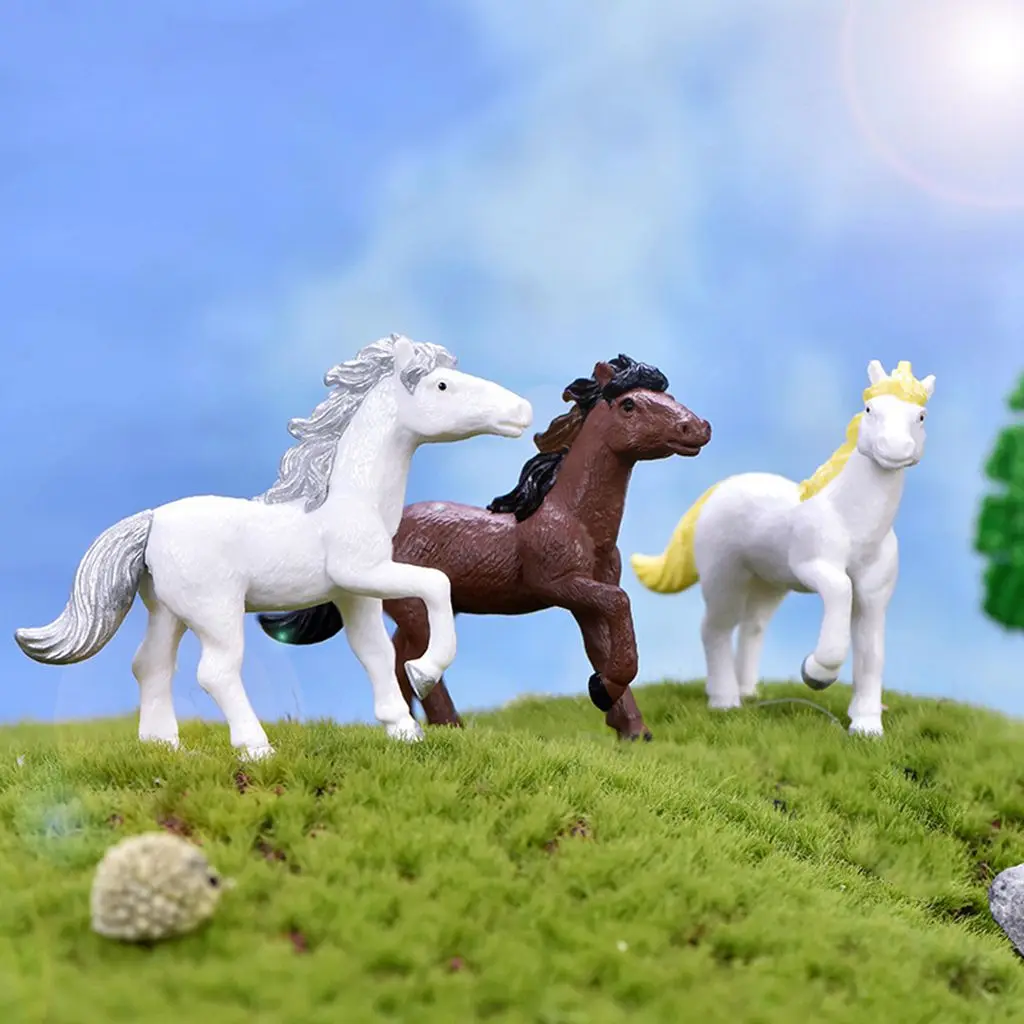 1pc Mini New Steed Pony Figurines Miniatures Simulation Horse Crafts Fairy Garden DollHouse Gnome Moss Gifts Home Decoration