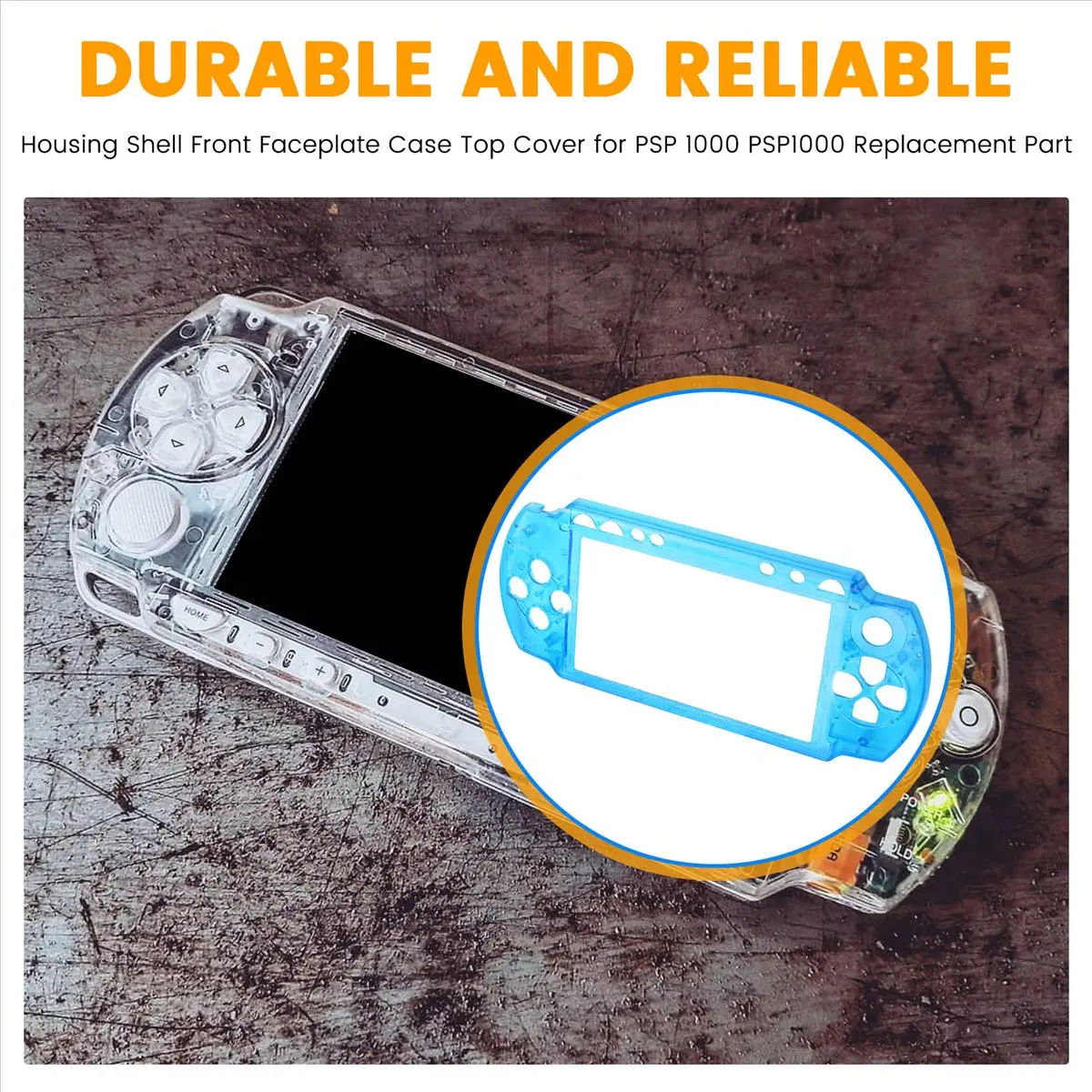 Фото Крышка верхнего корпуса SCLS для PSP1000, верхняя часть корпуса игровой консоли, передняя лицевая панель, верхний чехол, цвет: голубой (Lake Blue) №1