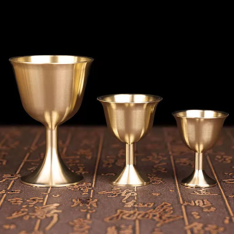

Pure Copper Chalice Cup Wine Goblet Brass Drinking Glasses Beverage Tumbler Brass Metal White Wine Liquor Tumbler For Party Home