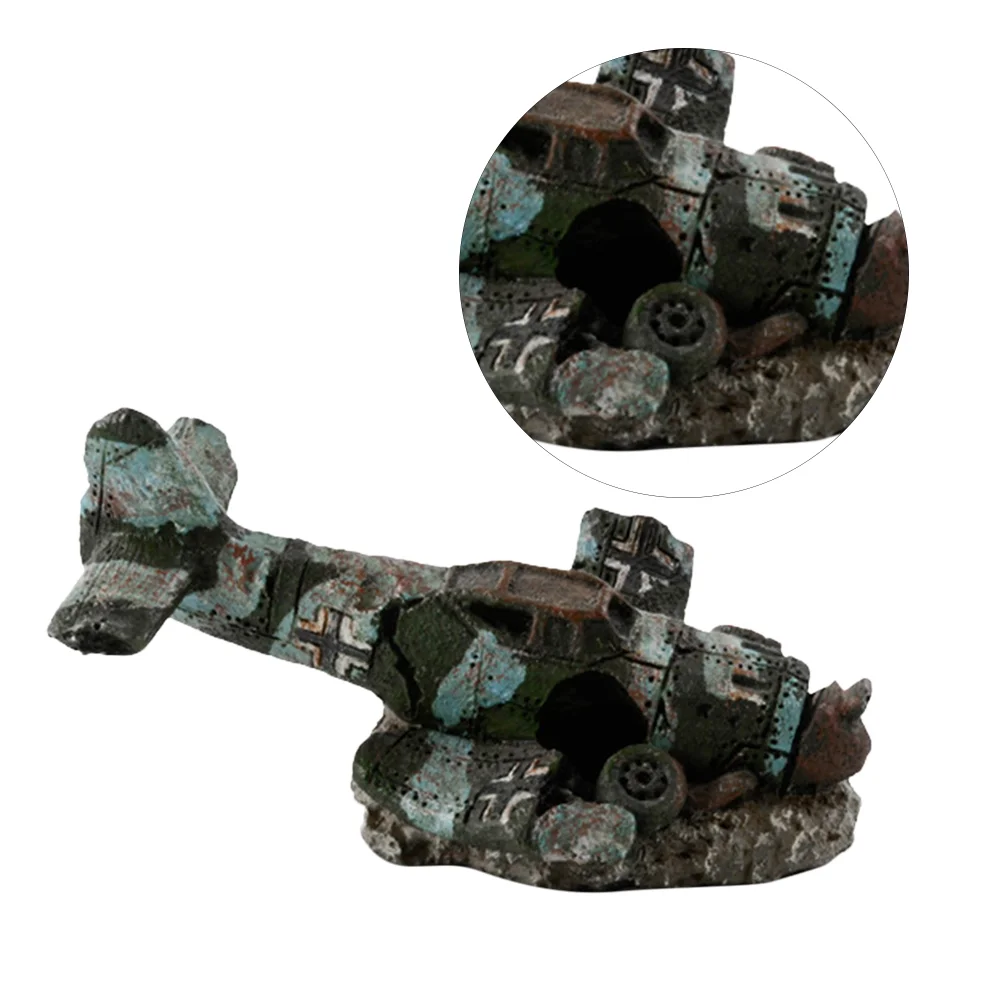 Миниатюрный полимерный самолёт для аквариума искусственный самолет украшение