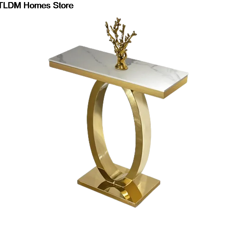 Консоль дизайнерская металлическая для гостиной роскошный угловой столик в