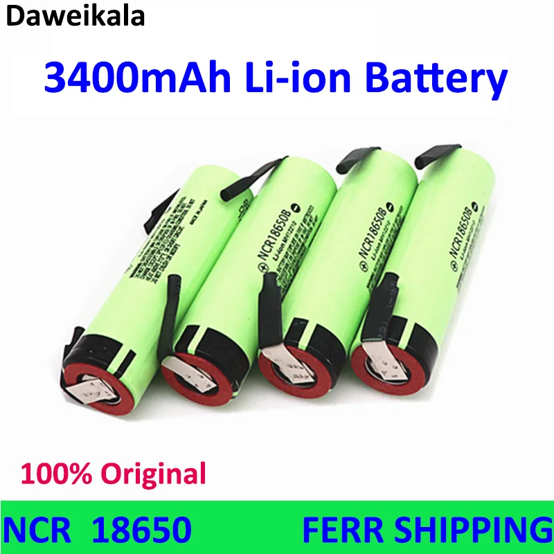 

100% Original NCR18650B 3400mAh Battery 3.7V Rechargeable Li-ion 3.7V 18650 Battery 3400mAh+DIY Nicke+Free Shipping tool