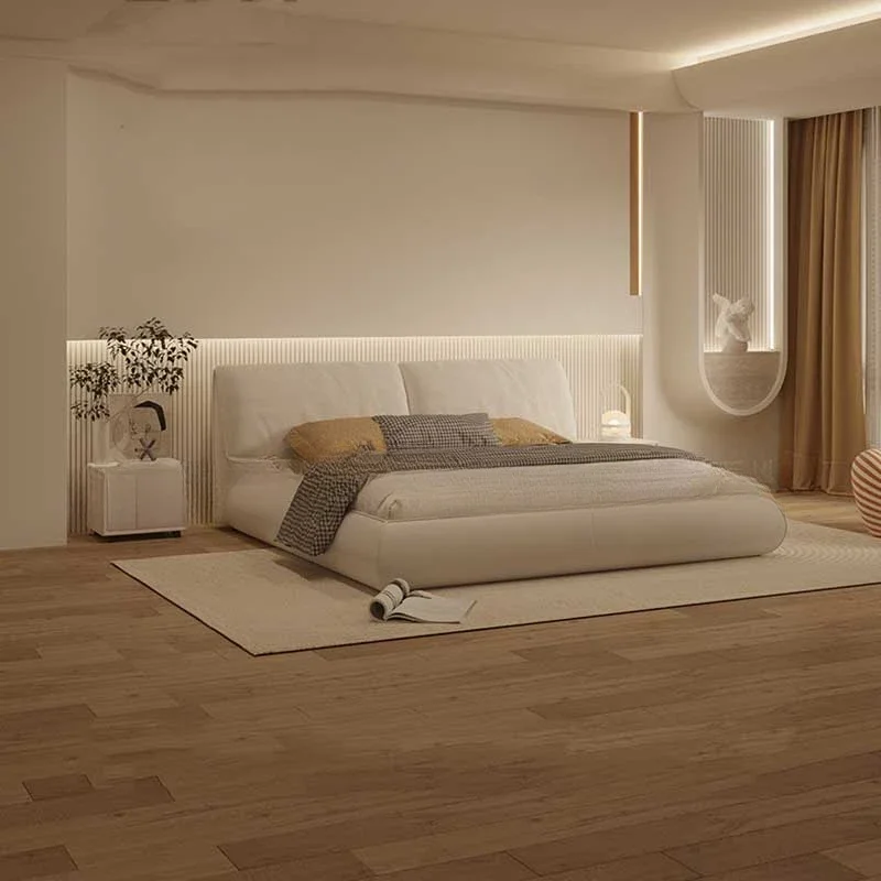 Для Weißes Designer-Doppelbett aus Holz nordischer Luxus модерн Neste King-Size-Doppelbett в voller Größe schlafende Cam