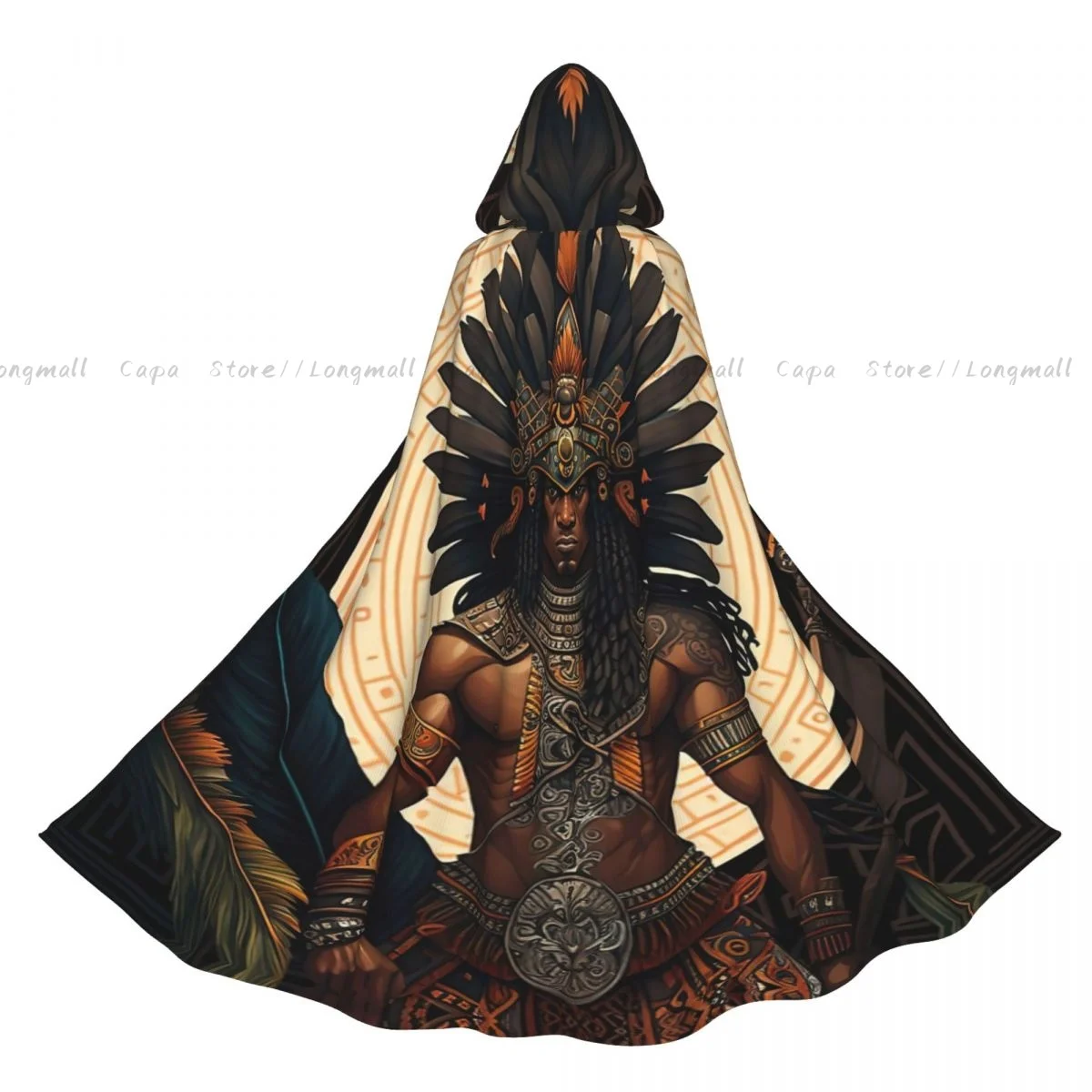 Накидка вампира для взрослых халат с капюшоном родной ацтекский принт