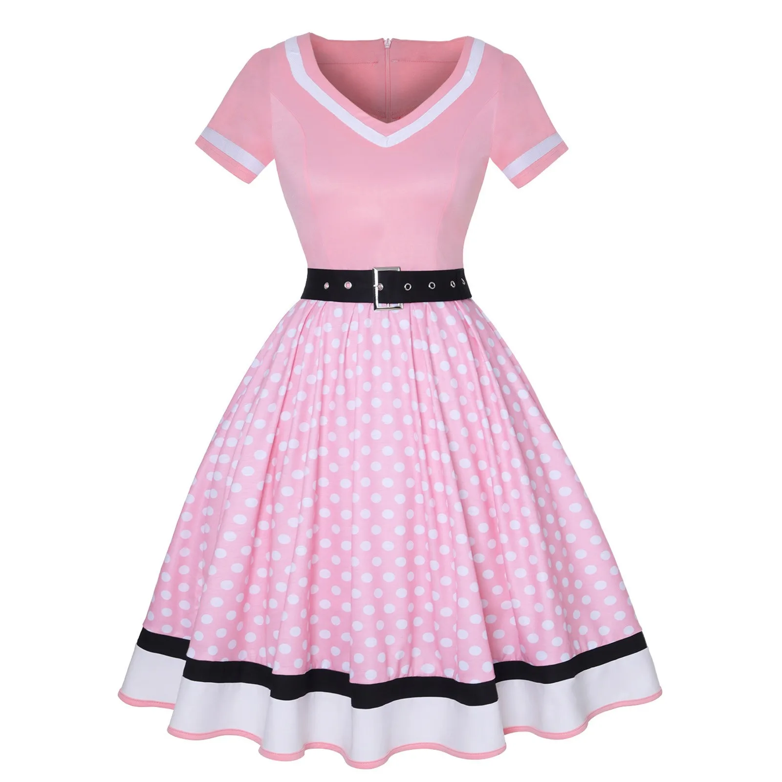 

Women's Retro V Neck Bobbing Dress Cute Dresses for Women Summer