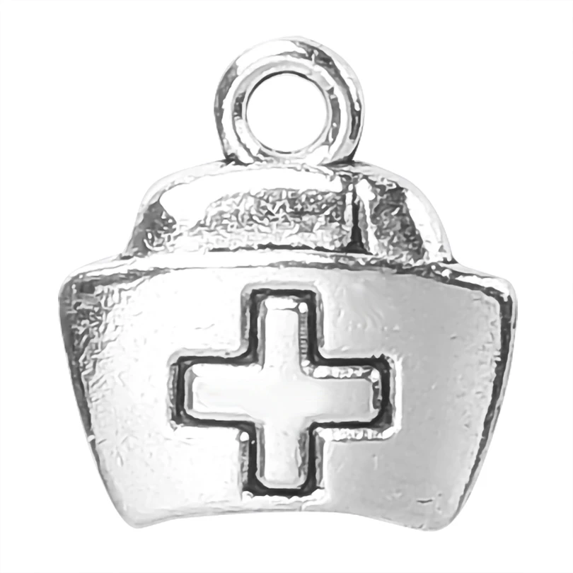 

25pcs/Lot Unique Fashion Silver Color Nurse Cap Charms Zinc Alloy Pendant For Earrings Bracelet Jewelry Making Diy Accessories