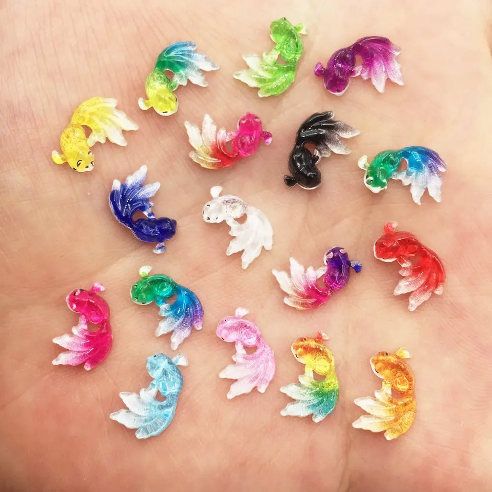 

50pcs Resin Cute Colorful Mini Goldfish Flatback Rhinestone Appliques DIY Figurine Scrapbook Manicure Accessories Craft OF043