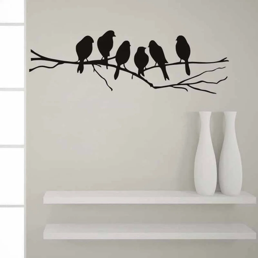 1 шт. Наклейка на стену декоративный силуэт самоклеящаяся ворона ПВХ для бара