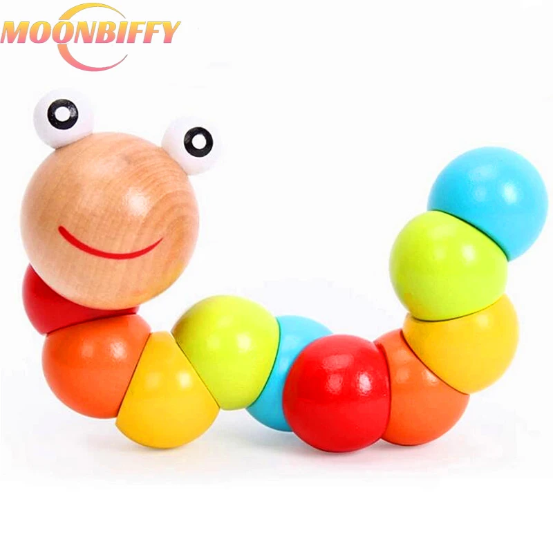 

Игрушка Монтессори, Обучающие деревянные игрушки для детей, раннее обучение, детские упражнения на пальцах, гибкие скрученные насекомые иг...
