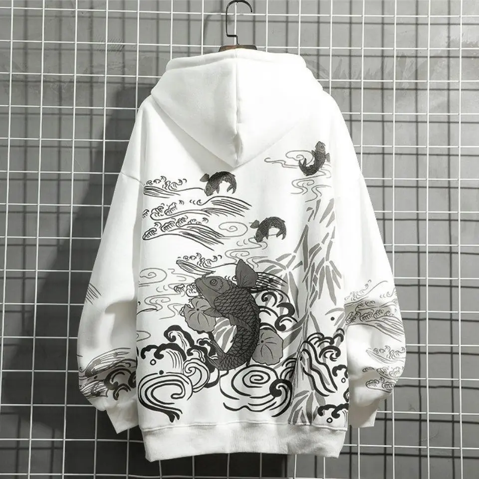 Y2K Emo Men Streetwear Vintage Skull Hoodie carp Hoodies Grunge Oversized Sweatshirt Gothic Tops Harajuku Alt Jackets Clothes