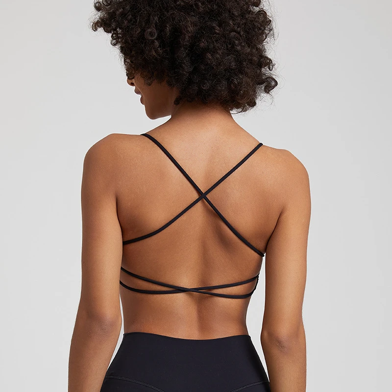 Sexy Backless Sports Bra Women Gym Yoga Crop Top Vest High Support Fitness Bralette Cross Back Push Up Underwear Soft Breathable