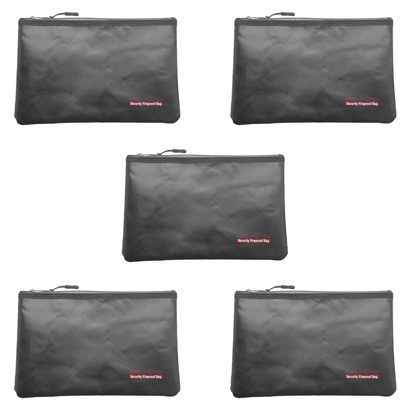 

5X Fireproof Money Safe Document Bag. NON-ITCHY Silicone Coated Fire & Water Resistant Safe Cash Bag. Fireproof