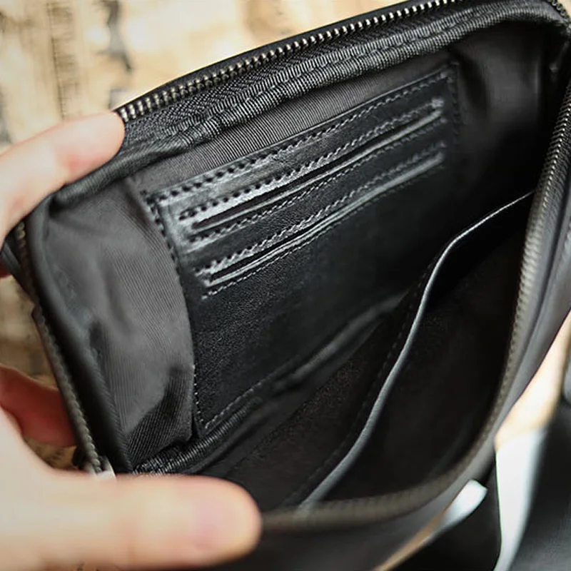 AETOO Кожаная нагрудная сумка мужская летняя для мобильного телефона маленькая