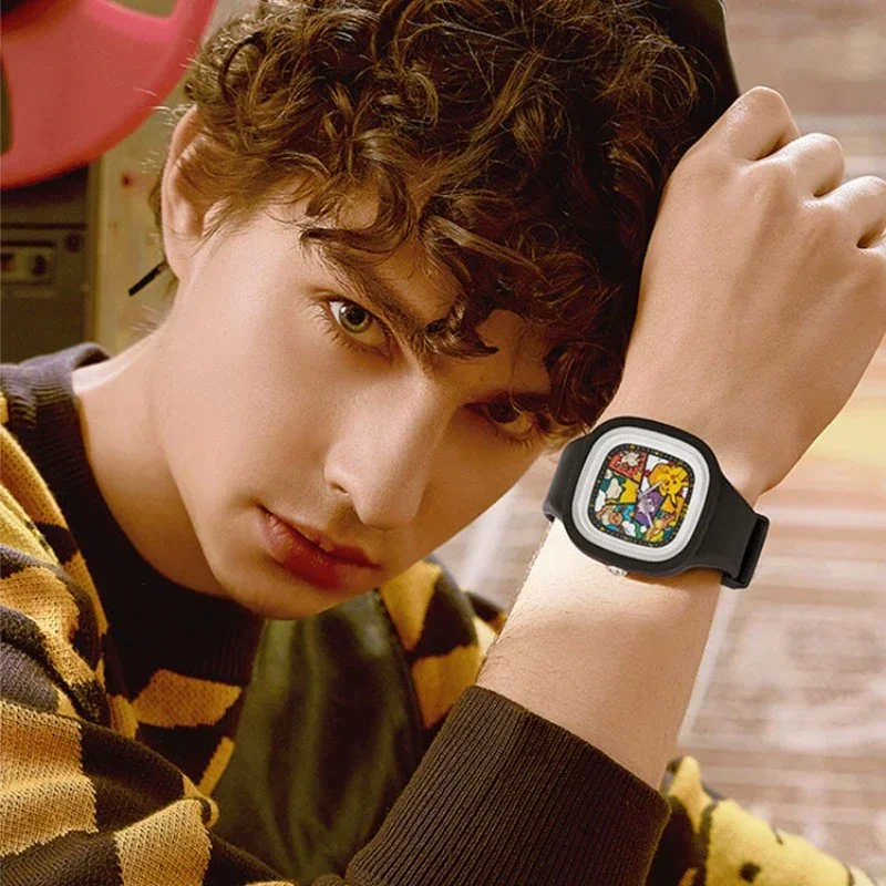 Часы с изображением Покемона Пикачу модные часы рисунком для девочек милые аниме