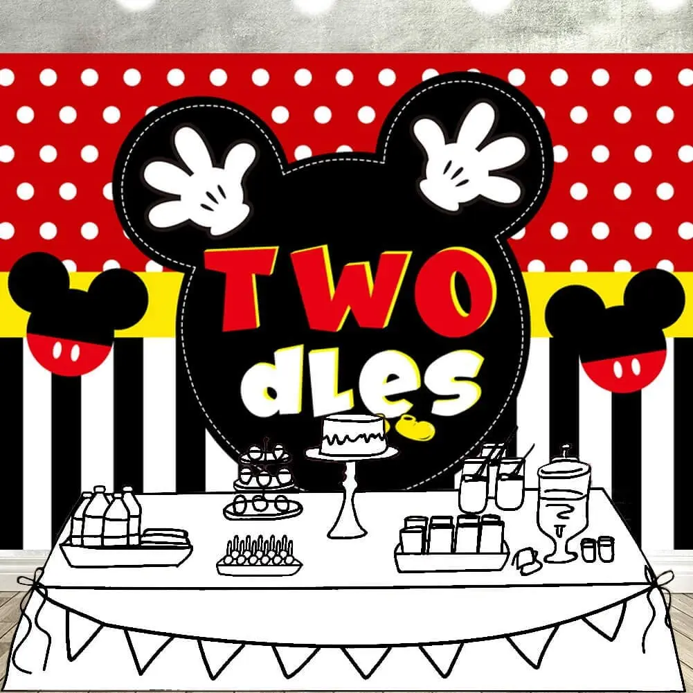 

Disney Red Mickey Minnie MouseCute Cartoon Photo Props Children Birthday Party Layout Backdrop Photography Background Vinyl