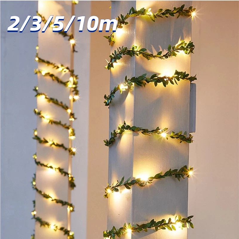 

LED String Lights 2/3/5/10M Leaf Garland Fairy Lights String Copper Wire Leaf Vine Lights For Wedding Christmas Decorations