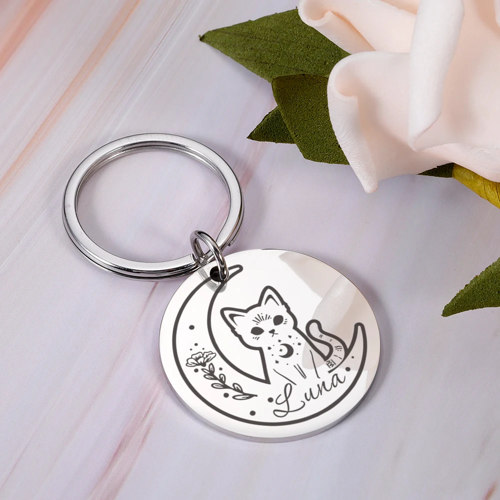 Personalized Dog Cat ID Tag Anti-lost Pet Name Shiny Planet Tag Free Engraving for Puppy ID Collar Nameplate Pendant for Pets
