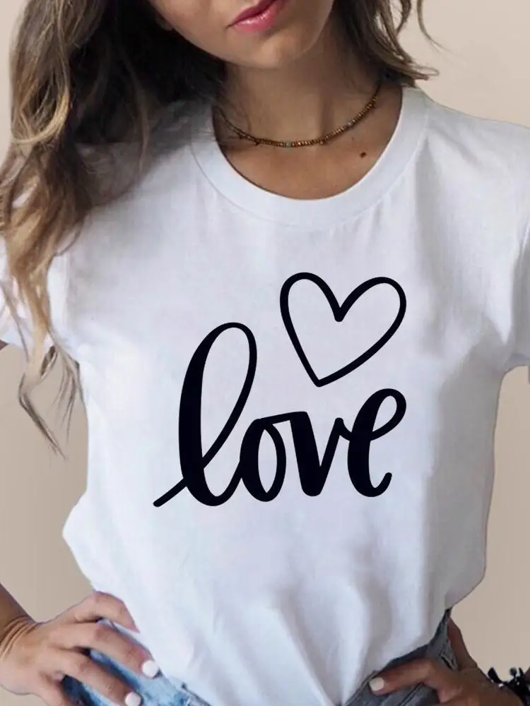 

Love Sweet Valentine Trend Women's Clothing Short Sleeve Clothes Summer Ladies Print T Fashion Female T-shirts Graphic Tee
