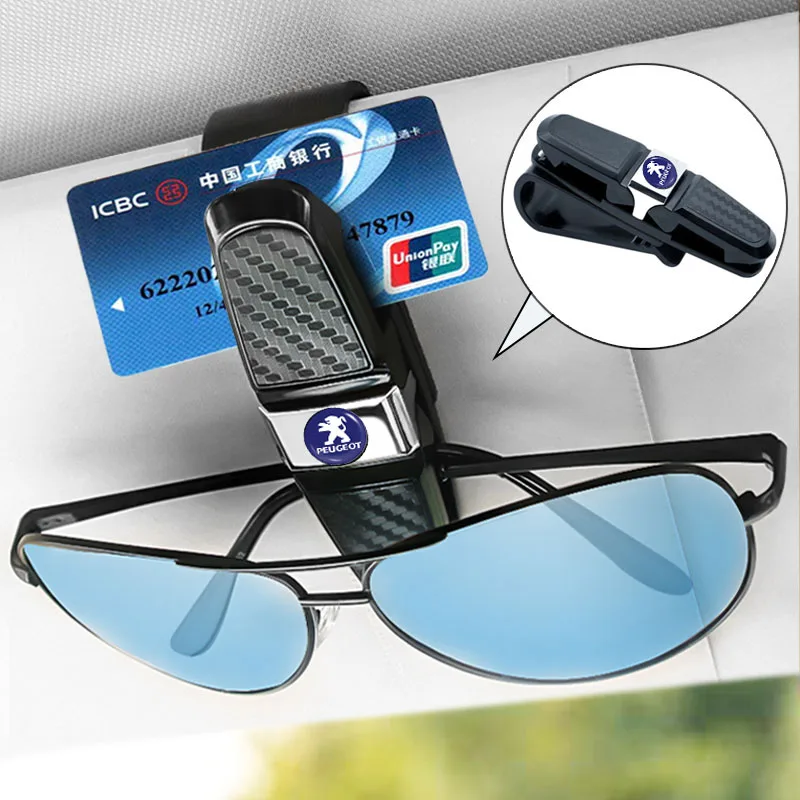 

1PCS Car Sun Visor Glasses Holder Multi-Function for Peugeot 206 308 307 208 207 3008 2008 508 407 406 408 607 Rcz Accessories