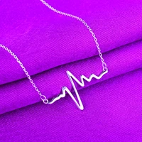 new fashion trendy metal simple popular chain collares choker necklace ecg electrocardiogram necklace for women jewelry