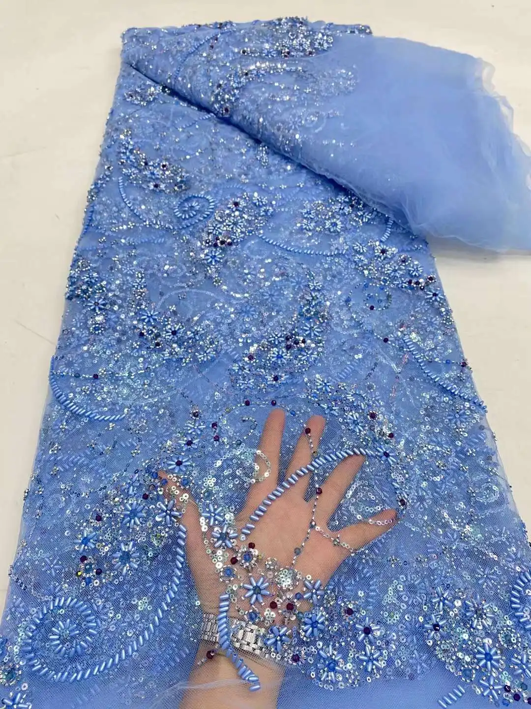 Африканская кружевная ткань 2024 блесток вышивка бисером нигерийская Свадебная