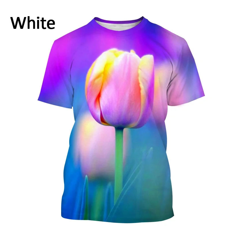 

Мужская и женская крутая футболка с коротким рукавом, новая футболка с 3D принтом цветов, Голландский национальный цветок, тюльпан, модная по...